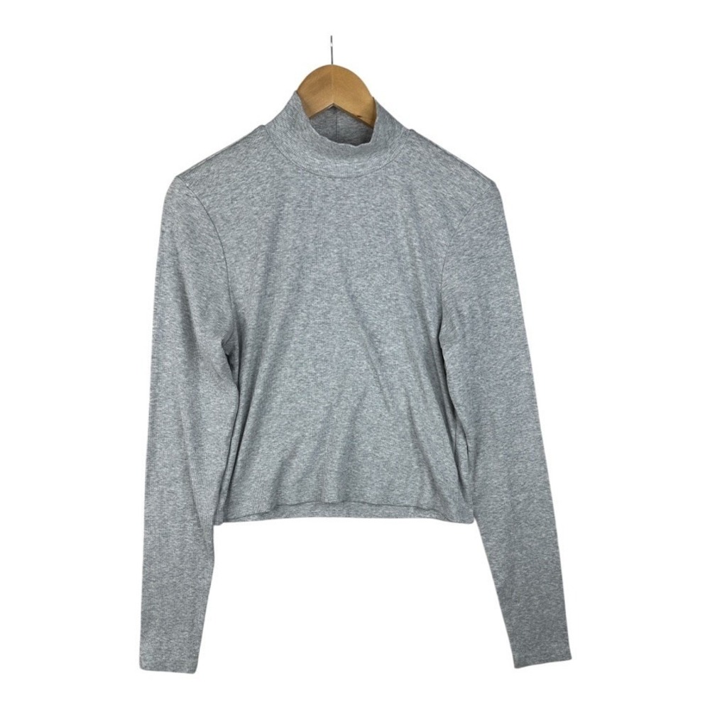 American Eagle Womens Gray Mock Necked Cropped Sweater Size XL
